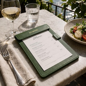 Portapapeles personalizado de piel sintética A4 A5, carpeta de menú con iniciales personalizadas, portadocumentos para hotel, restaurante o cafetería, portafolio de lujo