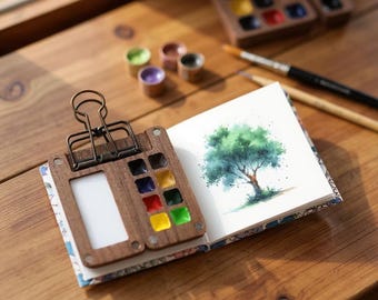 Travel Watercolor Set, Aquarelle Paint Set, Mini Watercolor Sketchbook, Watercolor Brush, Pocket Watercolor Set