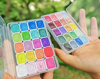 Watercolor Palette, Metallic Watercolor Paint, Pearlescent Watercolor, Metallic Paint, Metallic Watercolor, Watercolor Supply, Handmade
