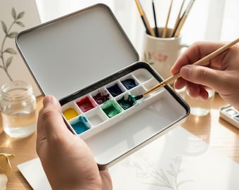 Portable Ceramic Watercolor Palette, Color Mixing Tray Paint Box, 6/12 Well Travel Sketch Painting, Pocket Gift For Painter