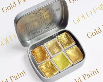 Metallic Watercolor Paint, Painters Palette, Handmade Gold Paint, Mini Watercolor Palette, Watercolor Supplies, Colorshift