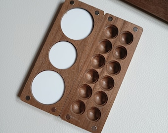 Künstlerpalette, Aquarellpalette, Reisemalerpalette, Holzfarbpalette, Aquarellzubehör, Go Draw