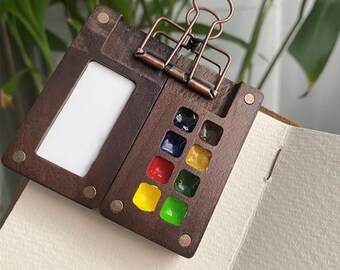 Mini-Farbpalette, Maler-Palette, Go-Draw-Palette, Aquarell-Versorgung, Reise-Farbkasten, Holzpalette, Geschenk für kreative Person