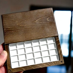 Wooden Watercolor Palette, Travel Paint Palette, Watercolor Supply, Watercolor Paint Box, Paint Wooden Tray, Gift For Painter