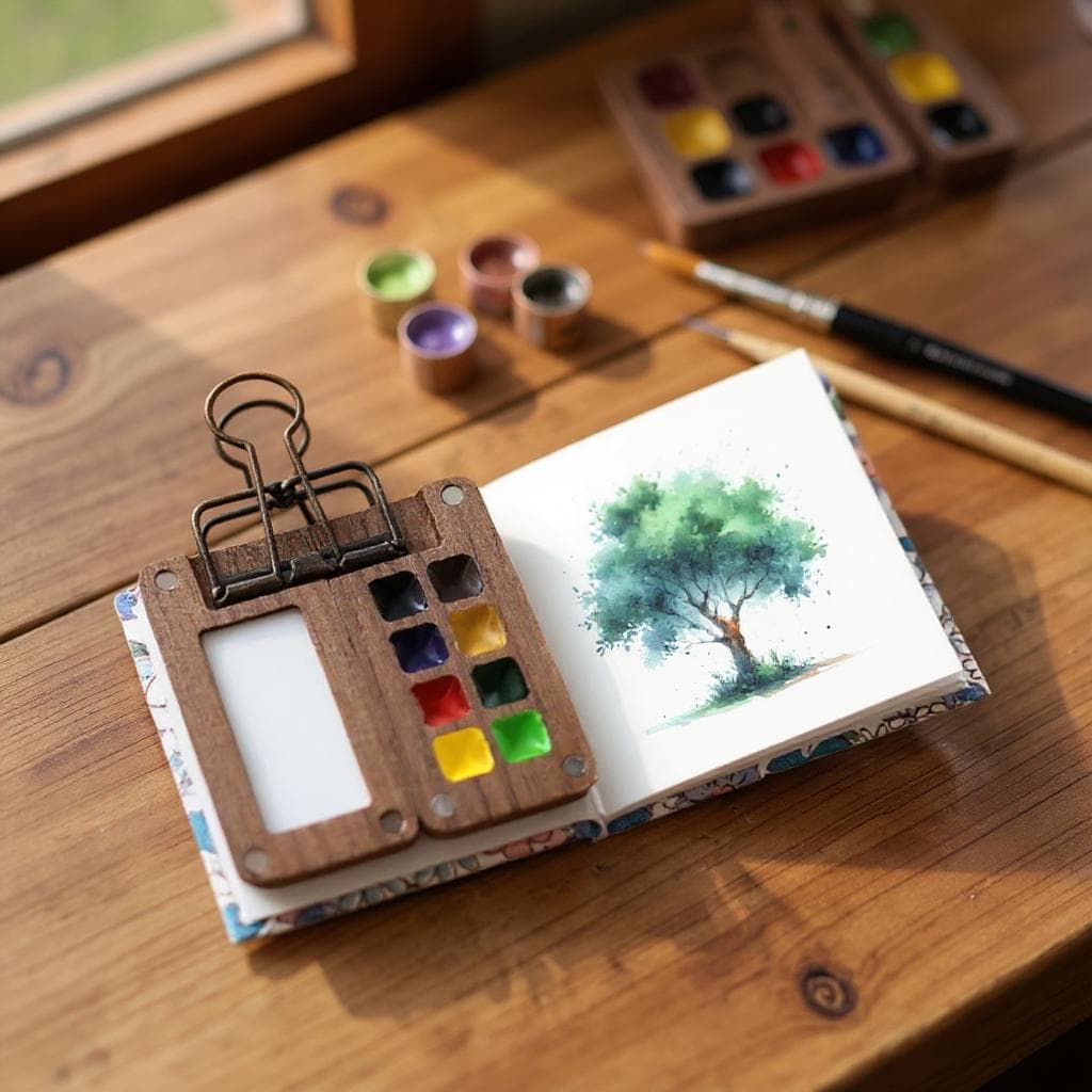 旅行用水彩セット、水彩絵の具セット、ミニ水彩スケッチブック、水彩
