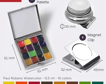 Aquarell-Palette Mit 6 Mulden – Tragbare Keramikpalette In Metallbox, Für Unterwegs & Studio
