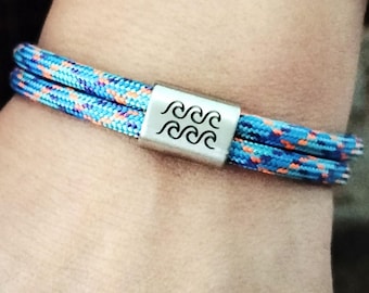 Bracelet paracorde à gravure personnalisée, bracelet unisexe, gravure vagues de la mer, cadeau 11e anniversaire pour mari, bracelet surf pour ados