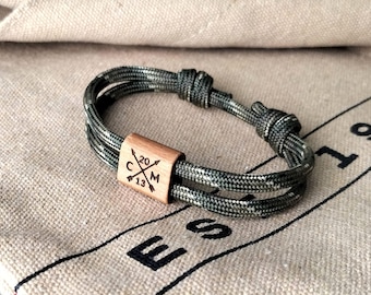 Cadeau de 5e anniversaire pour mari, bracelet paracorde personnalisé homme femme, bracelet cadeau de famille initial pour lui, cadeau de couple pour la Saint-Valentin