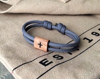 Bracelet de foi réglable en forme de croix chrétienne avec perles de bois, cadeau baptême, communion, confirmation pour enfants et adolescents, souvenir de Pâques