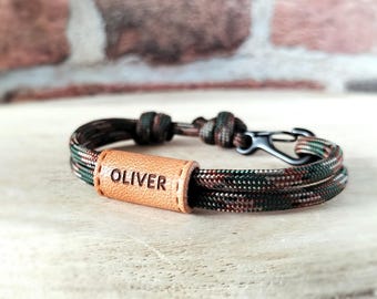 Leather Bracelet for Men, Third Anniversary Gifts for Husband, Valentines Gift Ideas, Friendship Bracelet, Custom Paracord Bracelet
