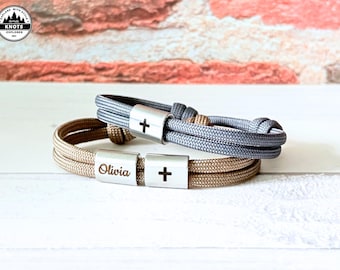 Bracelet de communion Sainte-Croix, bracelet personnalisé avec croix gravée, souvenirs pour la confirmation du baptême chrétien, enfants et adolescents