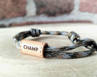 Bracelet personnalisé pour homme, cadeau d'anniversaire pour lui, idées cadeaux pour la fête des pères, bracelet d'amitié paracorde, bracelet en cuir pour lui