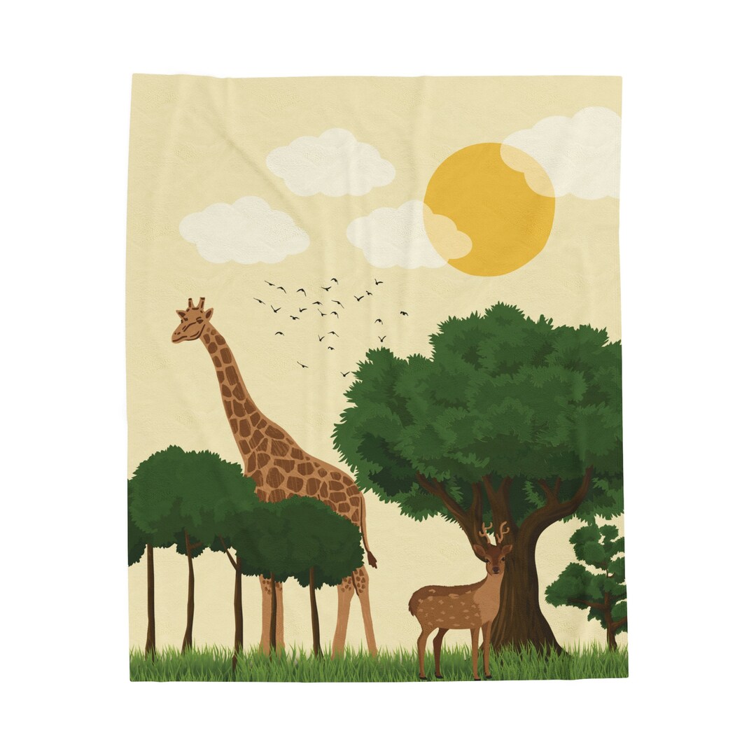 Kids Giraffe' Velveteen Plush Blanket Premium Quality Blanket Soft