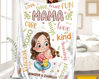 Personalized Mama And Daughter Fleece Blanket, Trust In Mom Throw Blanket, Best Mother's Day Cozy Blanket, Mom Blanket, Custom Blanket