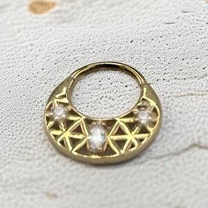 Créoles Daith en or 14 carats avec zircone - Anneau de charnière en or massif pour cartilage, tragus, conque, hélice - or rose, blanc, jaune