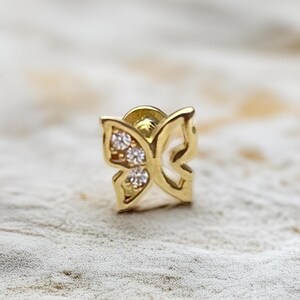 Gold Butterfly Stud Earrings, Elegant and Delicate Butterfly Design, Small Butterfly Detail