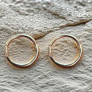 Créoles classiques en or massif 14 carats - Bague en or minimale pour les piercings du cartilage, de l'hélice, du tragus, de la conque et du lobe