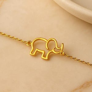 Minimalist Elephant Bracelet – Dainty Sterling Silver Animal Charm – Lucky Elephant Jewelry Gift for Her