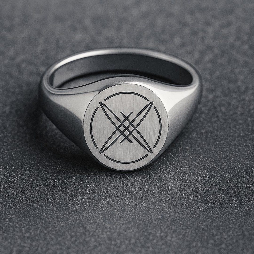 Symble Ring Silver Geometric Sigil Signet Ring – Minimalist Sacred Symbol Ring ...