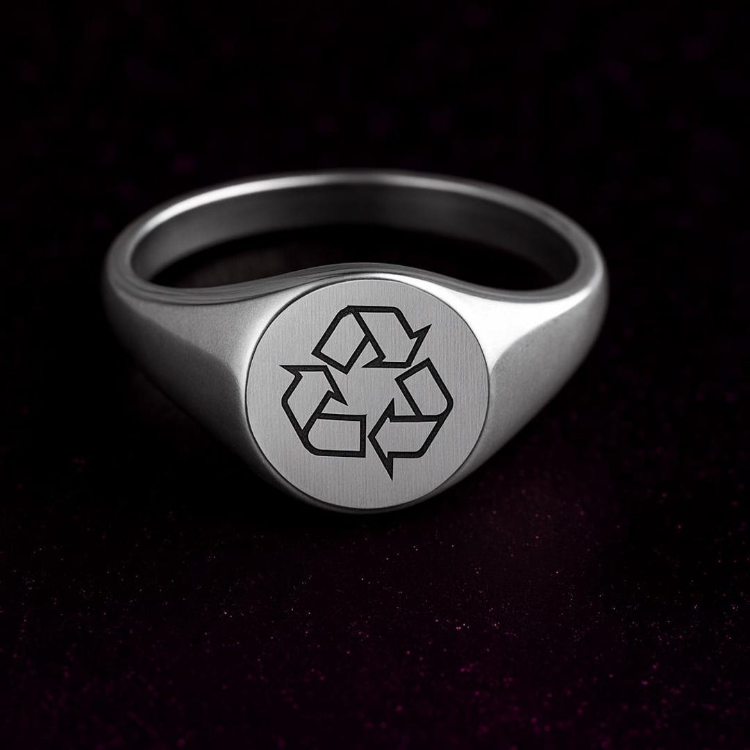 Recycling Rings Recycling Symbol Signet Ring – Minimalist Silver Ring for ...