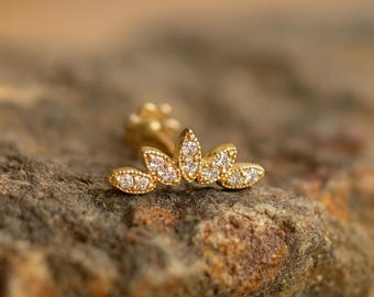 Pendiente trepador de diamantes marquesa en oro de 14 quilates: perforación del cartílago de la hélice