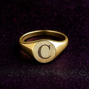 Personalized Initial Signet Ring, 925 Sterling Silver, A-Z Letter Ring, Gold  Rose Gold Options, Custom Gift for Him  and Her