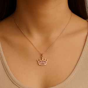 Sterling Silver Crown Pendant Necklace: Minimalist Royal Charm