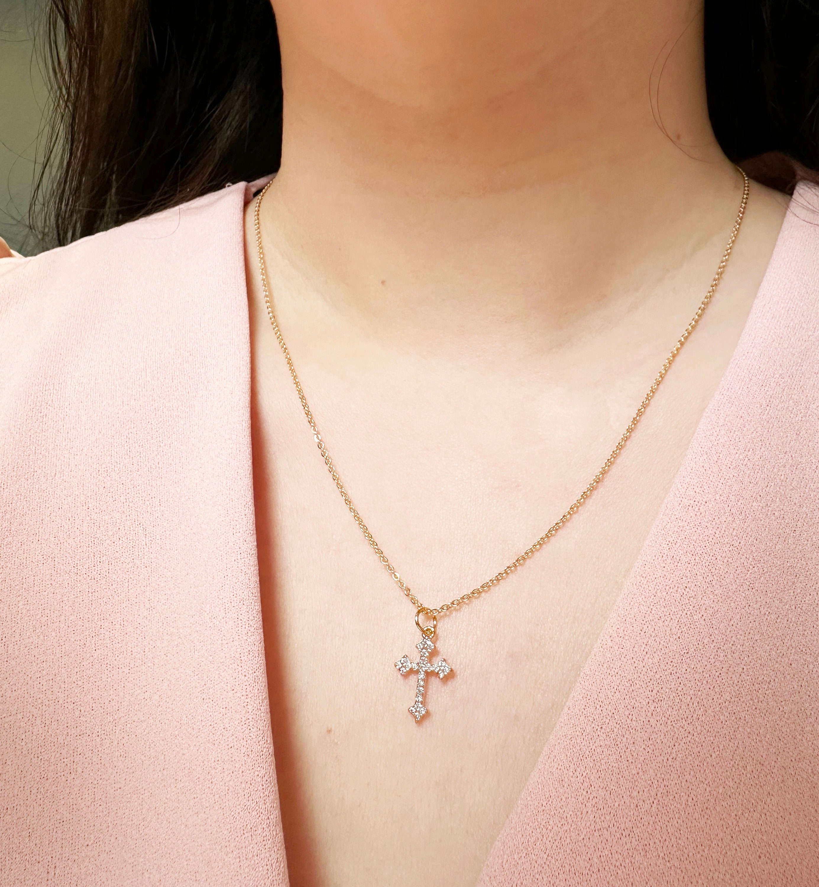 Cross Pendant Necklace,pave Cubic Zirconia Cross Necklace Cross Pendant Necklace,pave Cubic Zirconia Cross Necklace