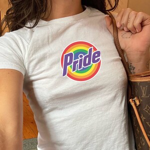 Pride Baby Tee, y2k Babytees Gay Pride Shirt Lesbian Baby Tee Retro Gay Pride Tshirt LGBTQ Shirt