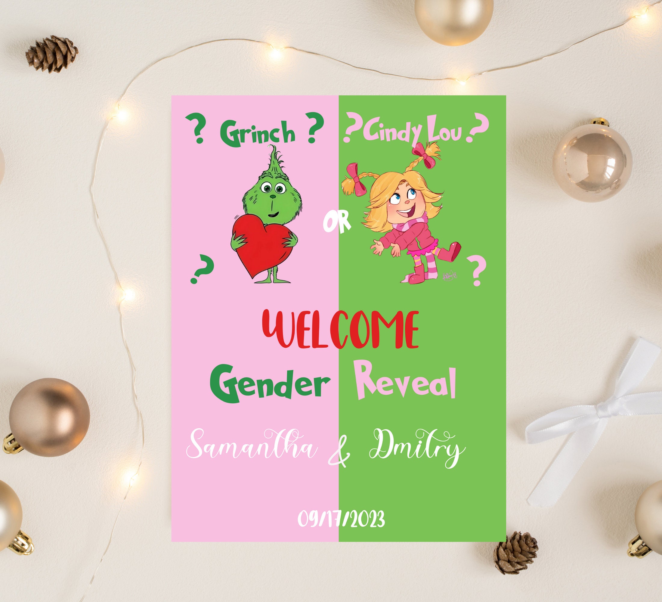 Grinch Gender Reveal Sign, Grinchmas Baby Shower ,christmas