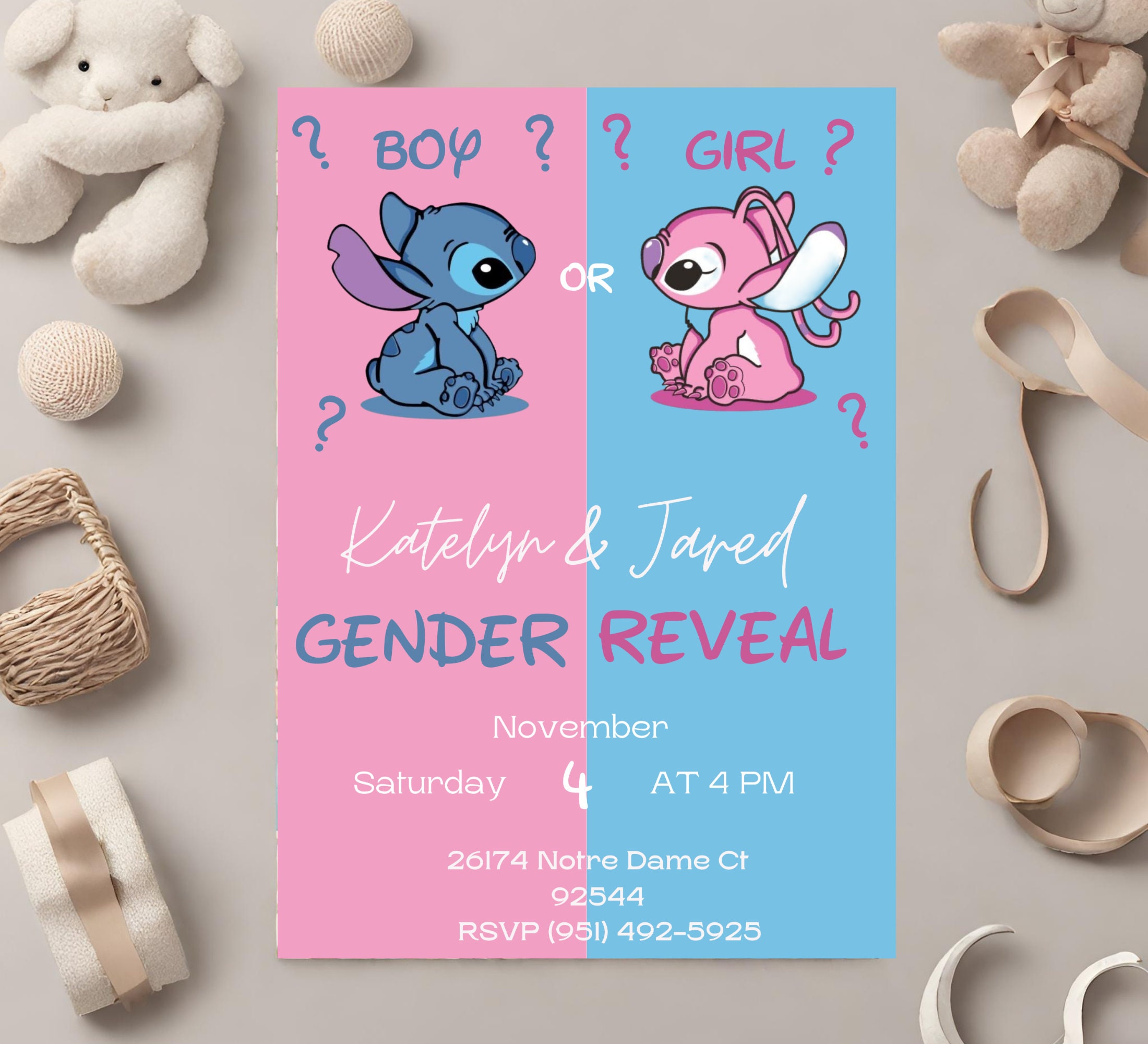 Stitch and Angel Gender Reveal Birthday Party Supplies, Stitch and Angel  Birthday Party Supplies Honeycomb Centerpiece,7 Pcs Stitch and Angel Gender