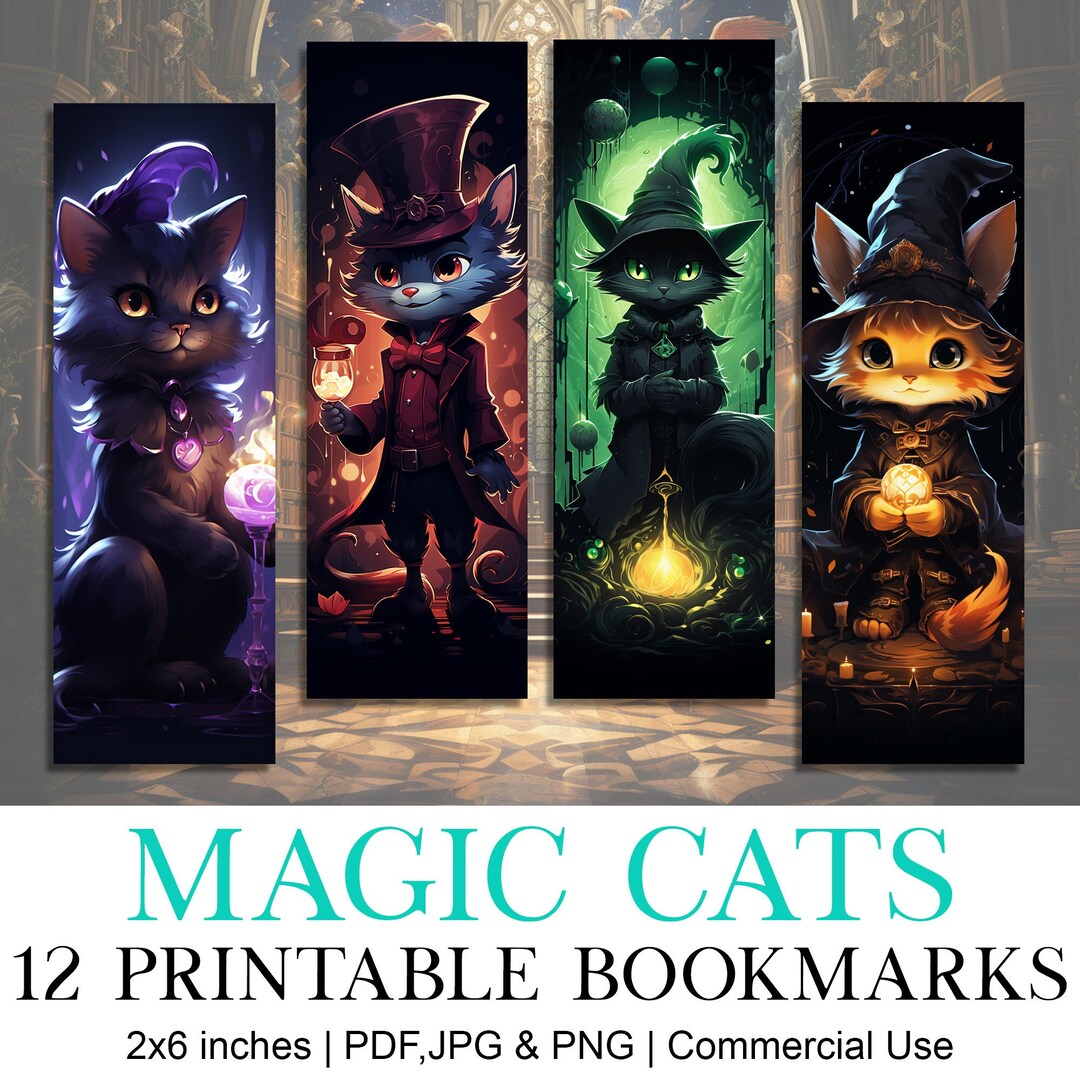 Magic Cat Cute Kittens Meow Template Bookmark Designs - Etsy