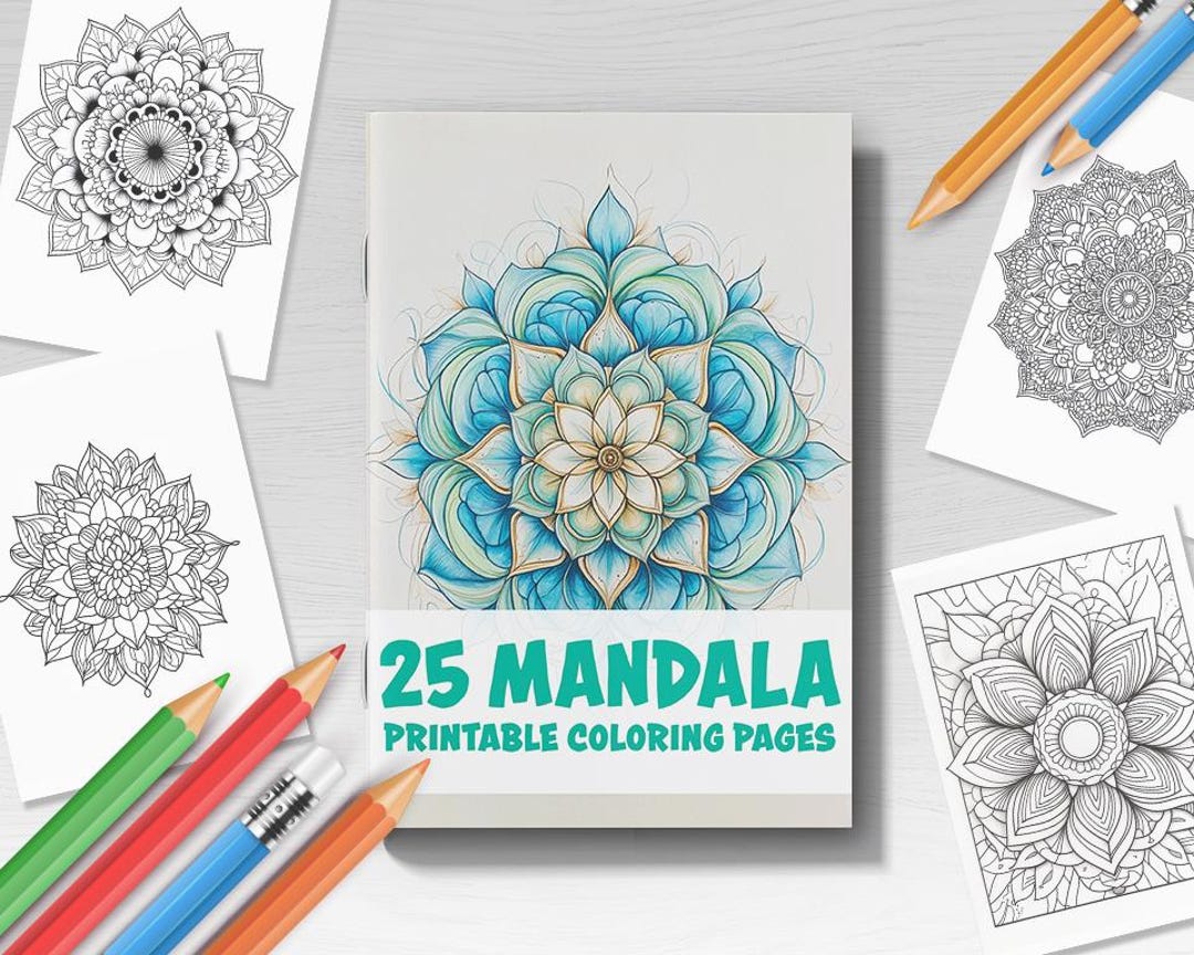 Mindful Mandala Art Coloring Pages, Adult Stress Relief Activity ...