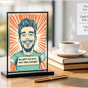 Lustige Geburtstagskarte für ihn, druckbare Retro-Karte, 5 x 7 Sofortiger Download, kein Geschenk erforderlich, Gag-Geschenk für Männer, Vintage Comic Humor, digitale Karte