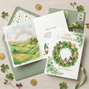 St. Patrick's Day Watercolor Clipart Bundle, Leprechaun Gnome Shamrock (Commercial Use) image 7