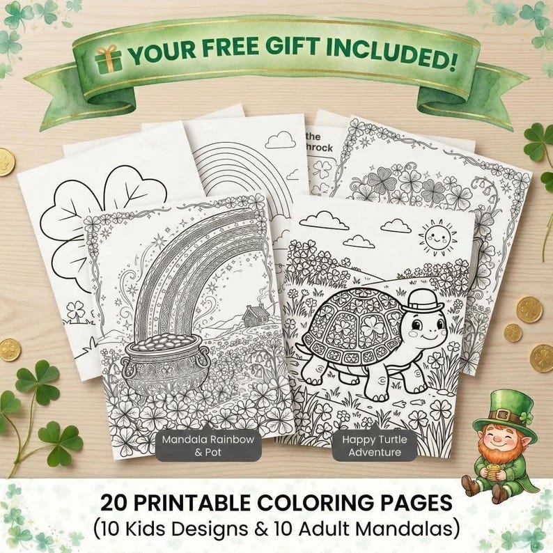 St. Patrick's Day Watercolor Clipart Bundle, Leprechaun Gnome Shamrock (Commercial Use) image 9