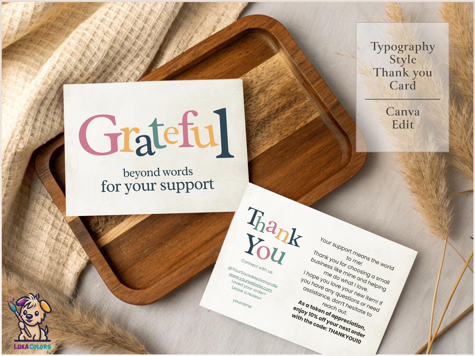Boho Thank You Card Template: Editable Small Business Insert (canva) - Etsy