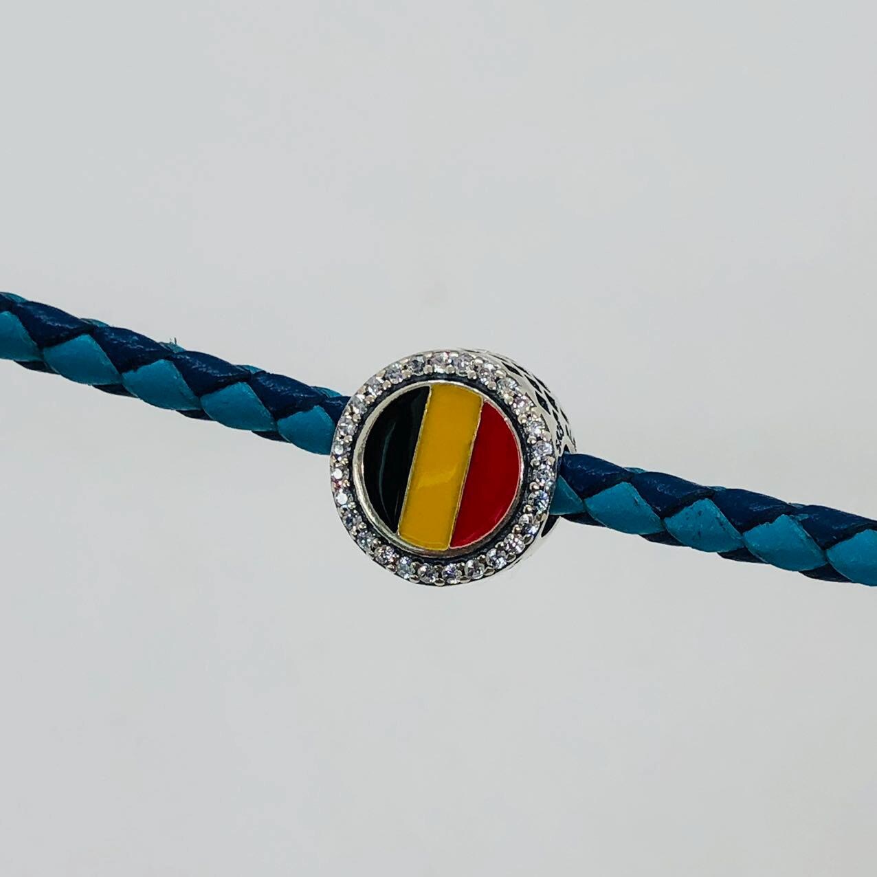 Pandora Belgium Flag Bead Charm / Travel gift/ S925 sterling silver jewelry for Bracelet with Gift Box