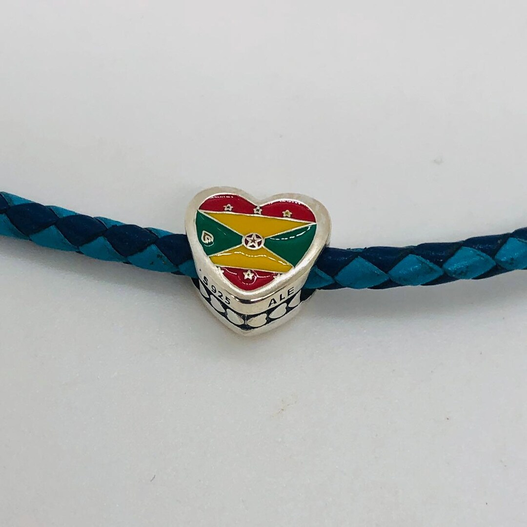 Pandora Grenada Flag Exclusive Heart Charm/ Travel Gift/ S925 Sterling ...