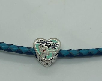 Pandora Caribbean beach Exclusive Heart Charm/ Travel gift/ S925 sterling silver jewelry for Bracelet with Gift Box