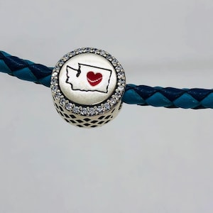 Charm en perles exclusives Pandora Washington Map/Cadeau de voyage/Bijoux en argent sterling S925 pour bracelet avec boîte-cadeau