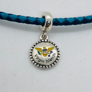 Pandora US Virgin Islands Exclusive Country Heart Flag Charm /Travel gift/ S925 sterling silver jewelry for Bracelet with Gift Box