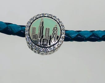 Pandora Chicago City Skyline Exclusive Charm /Travel gift/ S925 sterling silver jewelry for Bracelet with Gift Box