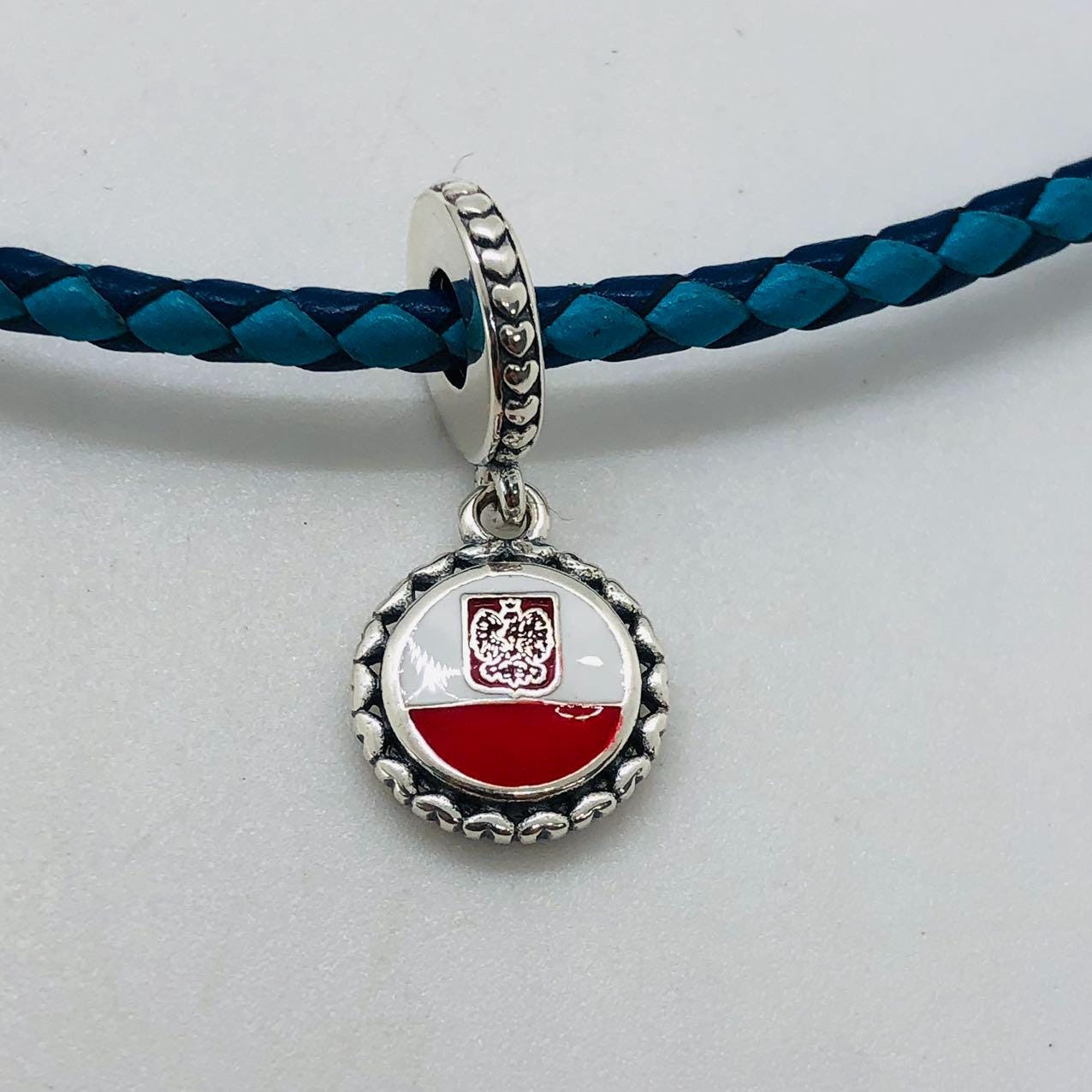 Pandora Poland Flag Exclusive Dangle Charm /Travel gift/ S925 sterling silver jewelry for Bracelet with Gift Box
