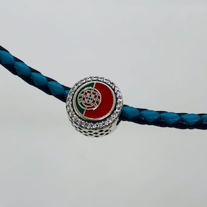 Pandora Portugal Flag Bead Charm / Country of Portugal Flag CHARM /Travel gift/ S925 sterling silver jewelry for Bracelet with Gift Box