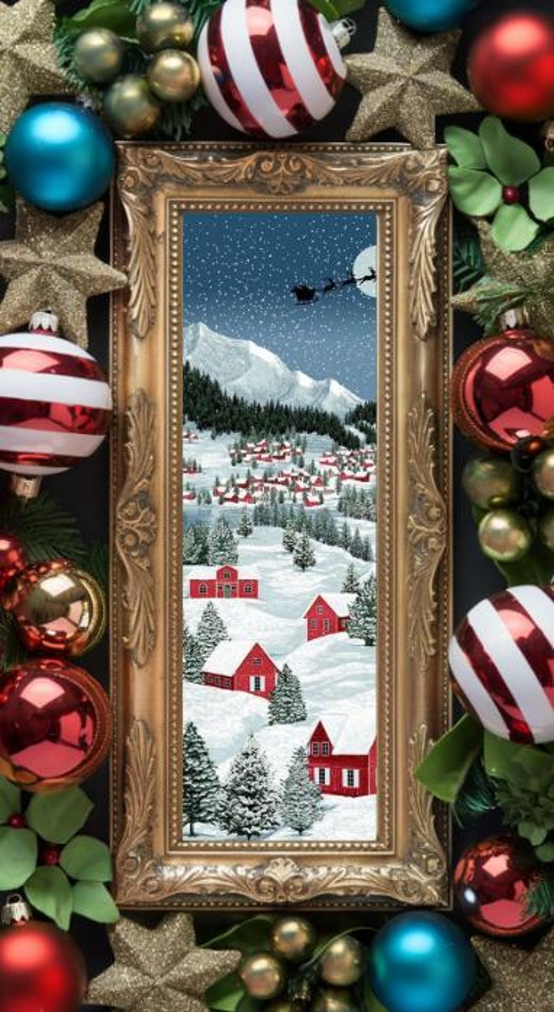 Winter Village Cross Stitch Pattern PDF | Santa Claus Sleigh Over Snowy ...