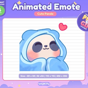 Lindo emoticón animado de panda / Emoticón cómodo / Emoji de panda kawaii para Twitch, Discord, YouTube, Kick / GIF listo para usar