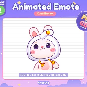 Cute Bunny Animated Emote | wiggle dance emote | Kawaii White Rabbit Emoji for Twitch, Discord, Youtube