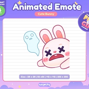 Cute Bunny Animated Emote | RIP emote | Kawaii White Rabbit Emoji for Twitch, Discord, Youtube