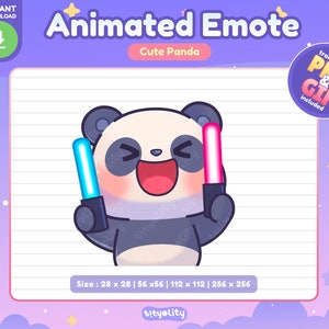 Cute Panda Animated Emote | Cheer emote | Kawaii Panda Emoji for Twitch, Discord, Youtube, Kick | Ready to use GIF